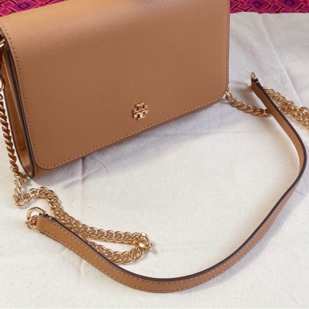 Tory Burch Tan Crossbody Bag with Gold Hardware like new
